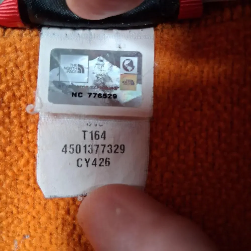 North Face Pullover Mens Large Orange Fleece Quarter Zip Hiking Chest Pocket